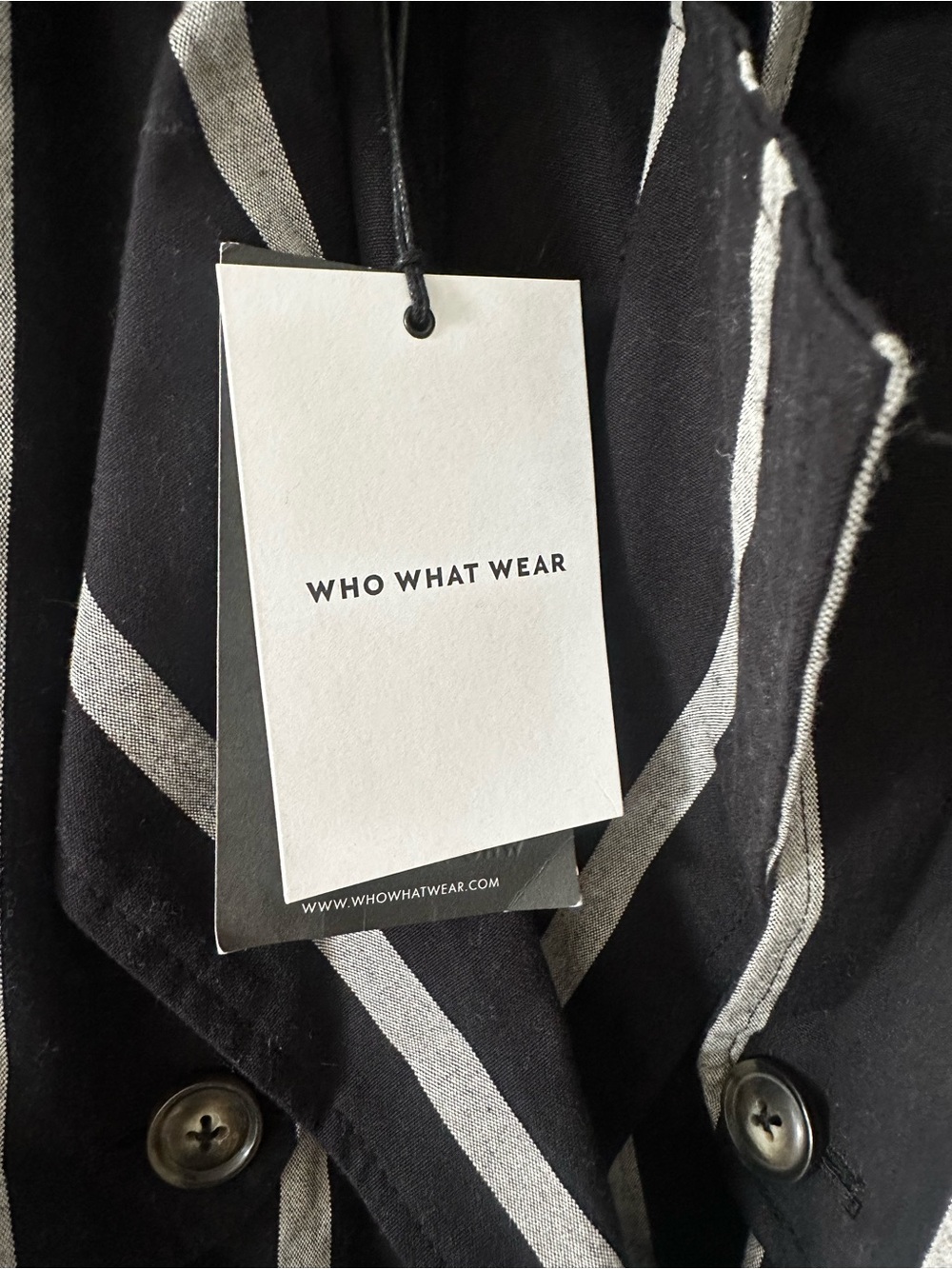 Who What Wear Black and White Striped Sleeveless Trench Midi Dress - Picture 5 of 5